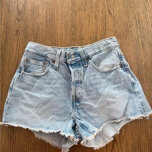 Levi's Light Blue Denim Cutoff Shorts with Frayed Hem